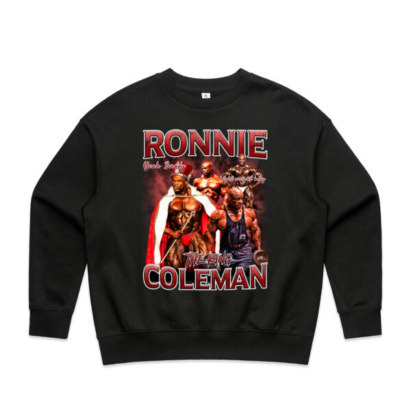 Womens Oversized Heavy Weight Crew - Ronnie Coleman Graphic Red Thumbnail
