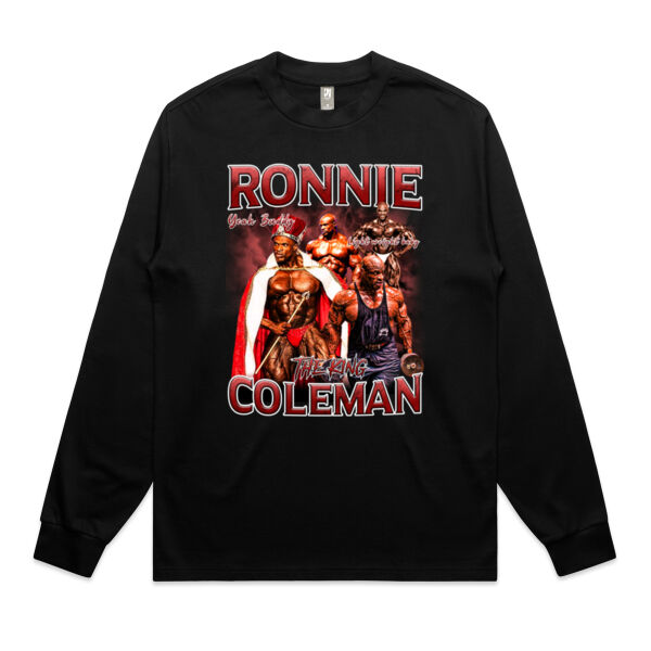 Mens Oversized Heavy Weight longsleeve - Ronnie Coleman Graphic Red Thumbnail